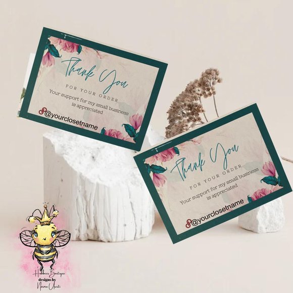 hobbeesboutique Other - Floral Custom Thank You Cards